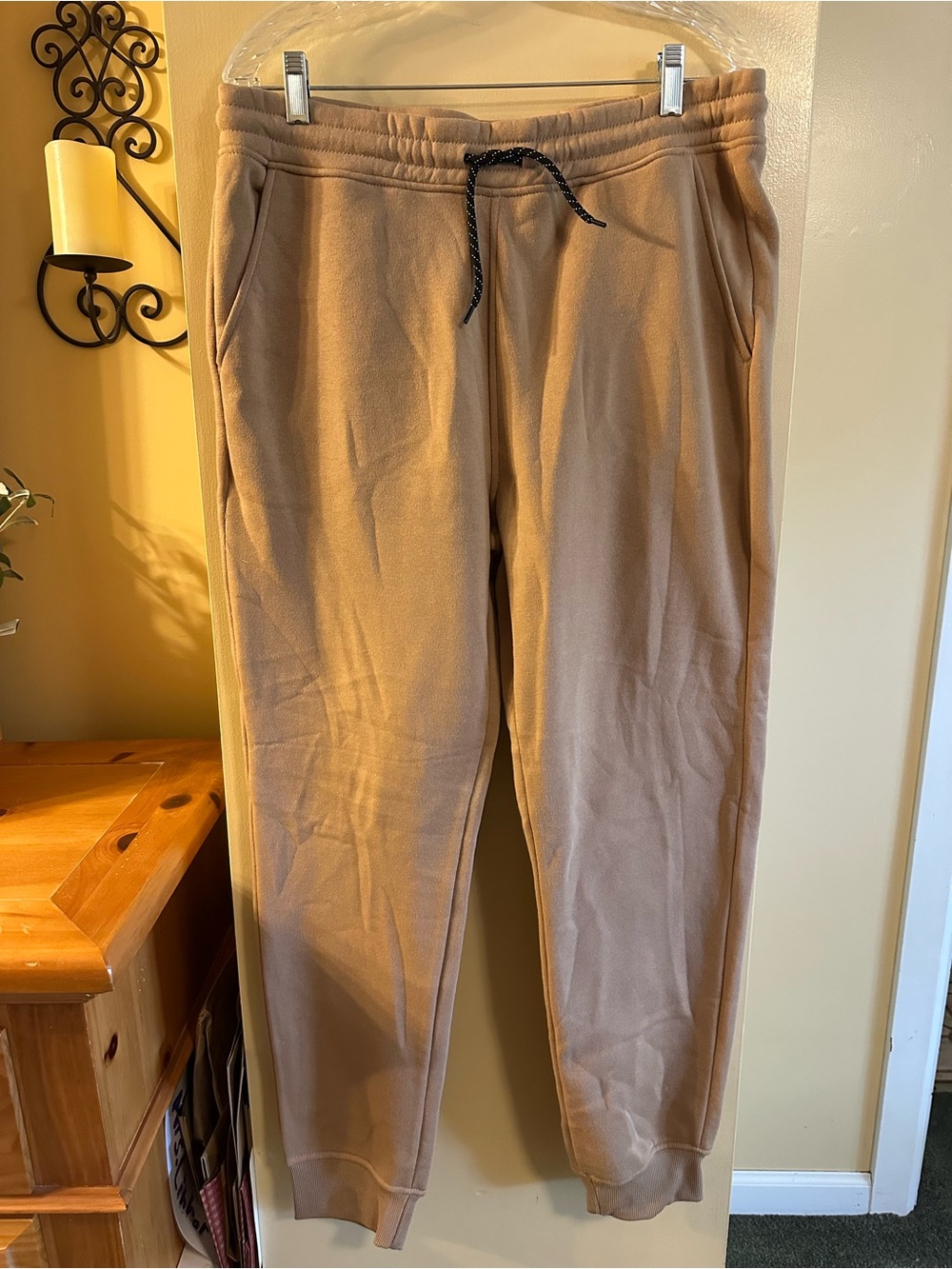 Essentials Men's Beige/Tan Jogger Sweatpants with Drawstring